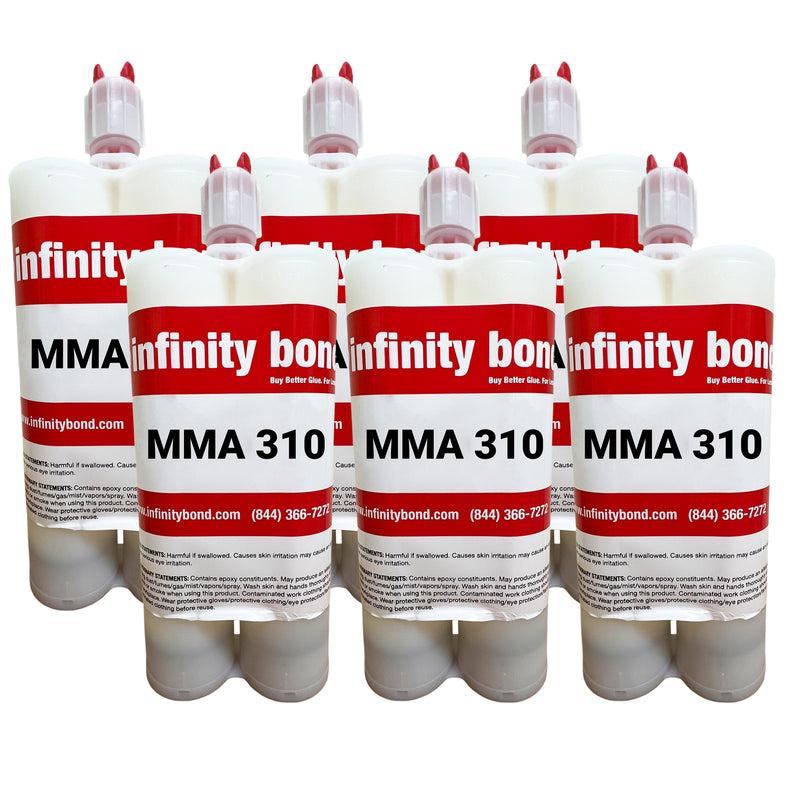 Case of 6 400ml Cartridges of Medium Setting MMA Adhesive for Difficult Plastics, Metal and Fiberglass