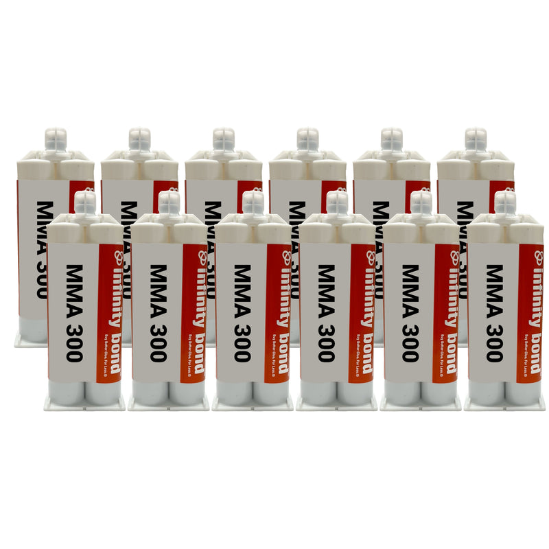 Case of 12 50ml Cartridges of Fast Setting MMA Adhesive for General Purpose Bonding