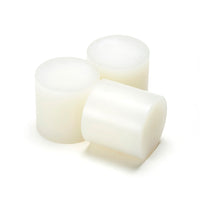 Power Adhesives Tecbond 248 hot melt slugs in 43mm size, shown as solid clear cylinders for multi-material bonding.