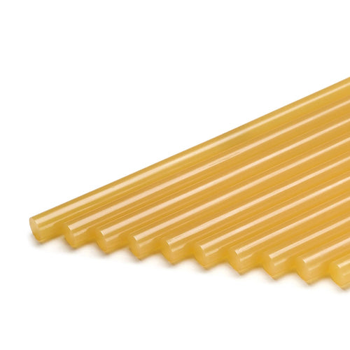 Row of amber-colored Tecbond packaging glue sticks