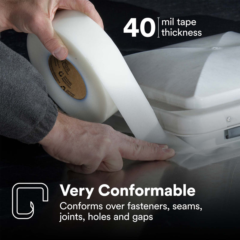 Technician applying 3M Extreme Sealing Tape over seams and joints showing flexible conformability
