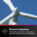 Wind turbine representing diverse industries using 3M Industrial Sealing Tape IS1 for leak prevention
