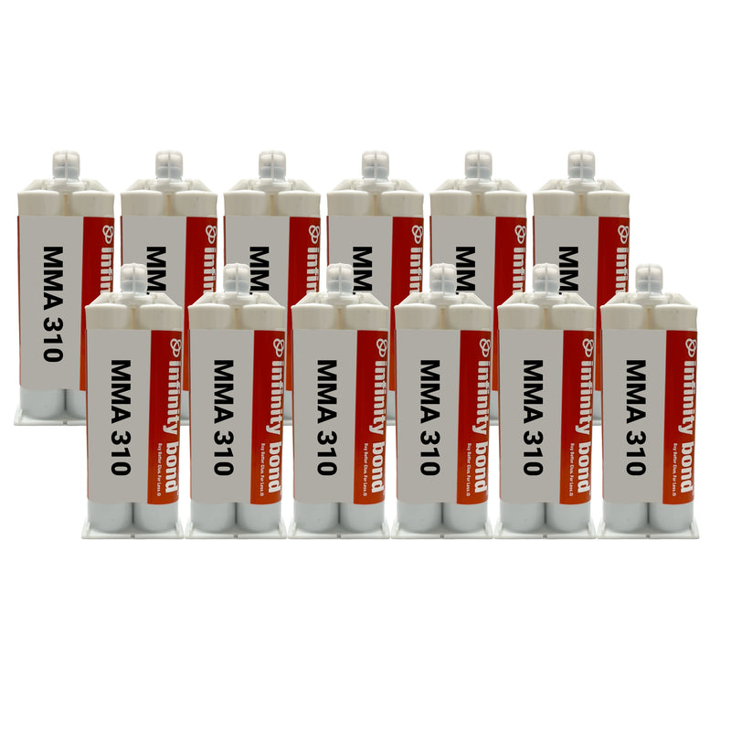 Case of 12 50ml Cartridges of Medium Setting MMA Adhesive for Difficult Plastics, Metal and Fiberglass