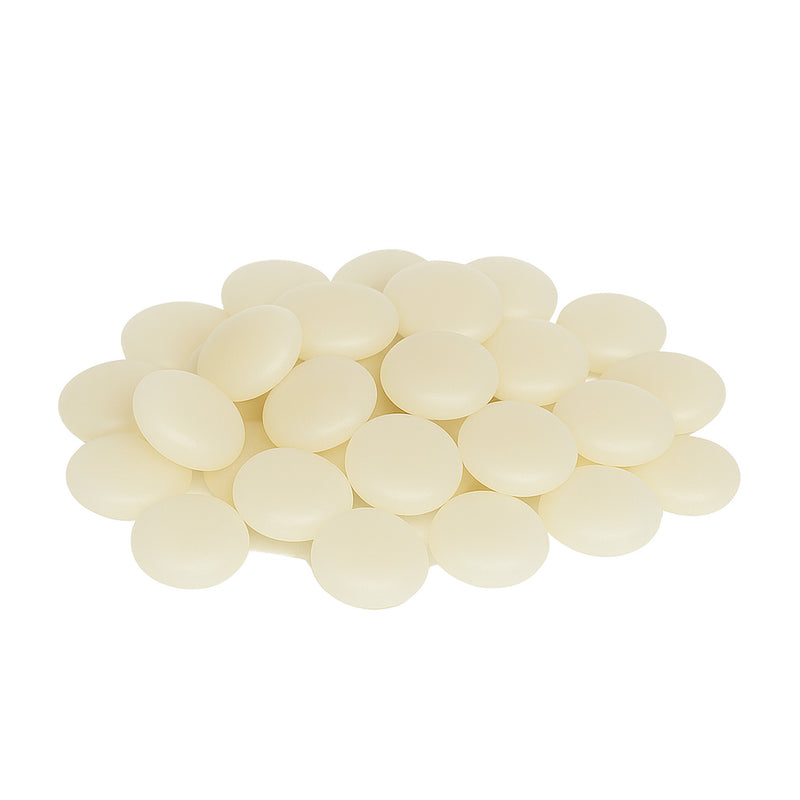 Off-white ASURE® HP5688 hot melt adhesive pastilles displayed on a pure white background, showing smooth, uniform, rounded shapes for product detail.