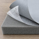 Bostik hot melt adhesive web layered between foam and perforated fabric for lamination