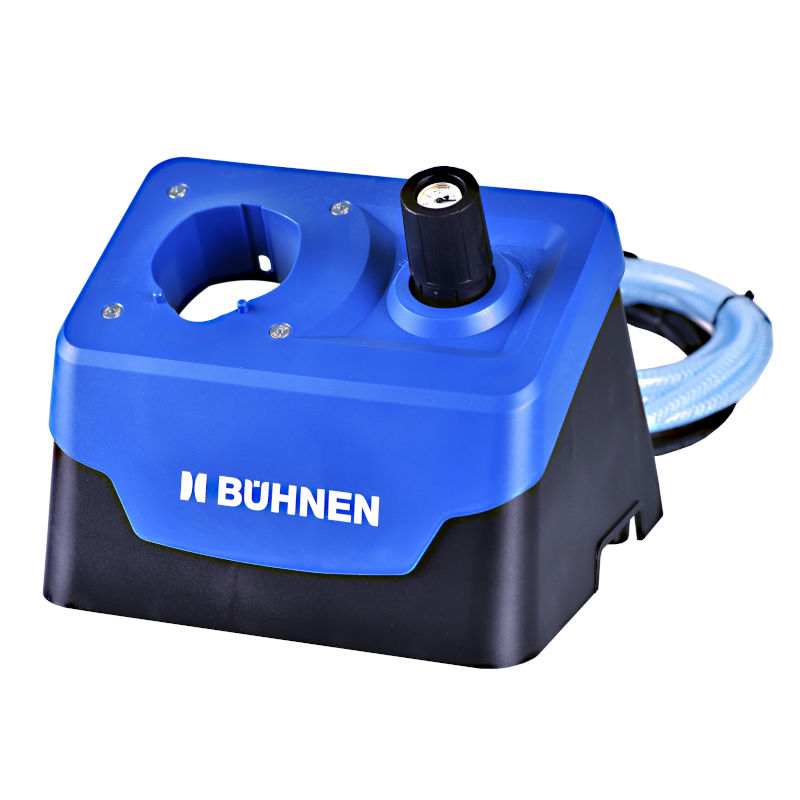 Buehnen HB 720 base station for hot melt applicators, shown with gauge and connection port visible.