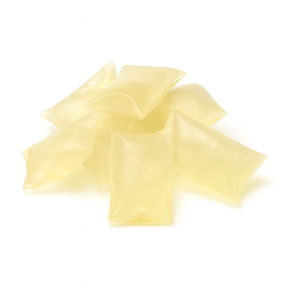 HB Fuller HL2198X adhesive pillows, light amber, removable pressure-sensitive hot melt