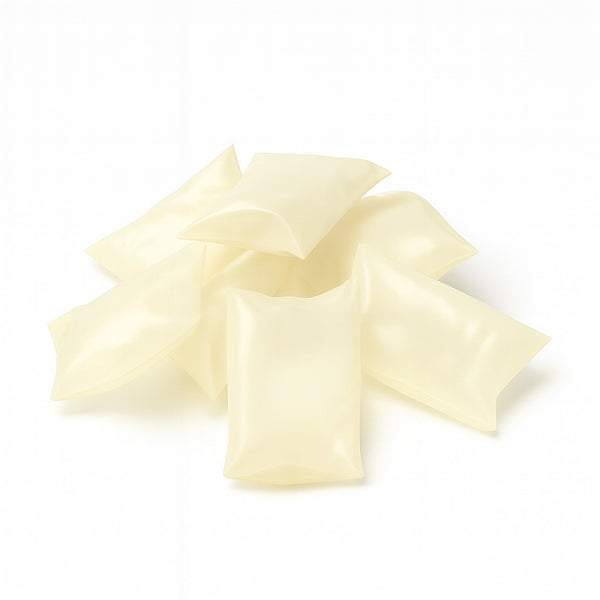 H.B. Fuller HL6278 hot melt adhesive in translucent pillow form used for repositionable industrial bonding applications.