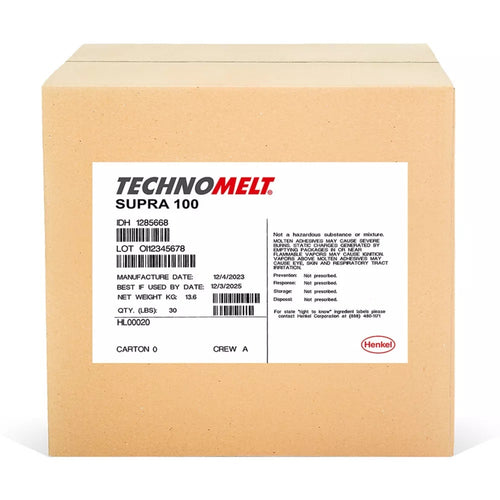 Box of Technomelt Supra 100 carton closing hot melt glue