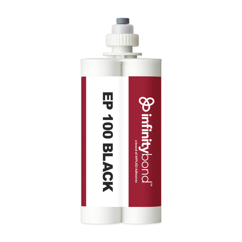 Infinity Bond EP 100 Black 400 ml Cartridge – 1:1 epoxy, gap-filling, fast 5 min set, bonds wood, glass, and concrete