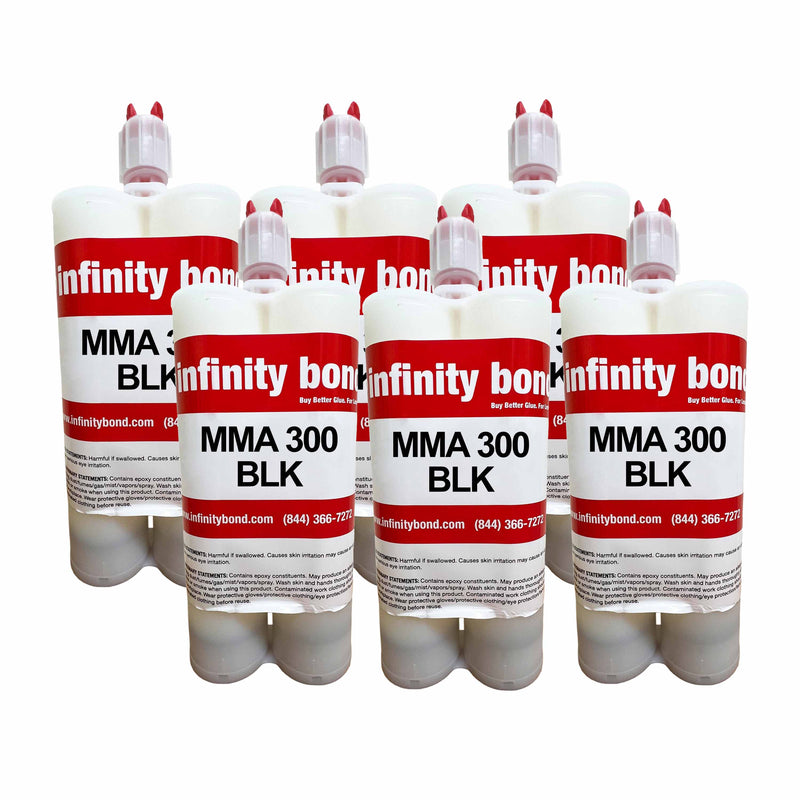 MMA 300 Black – 6-Pack of 400ml Industrial Adhesive Cartridges