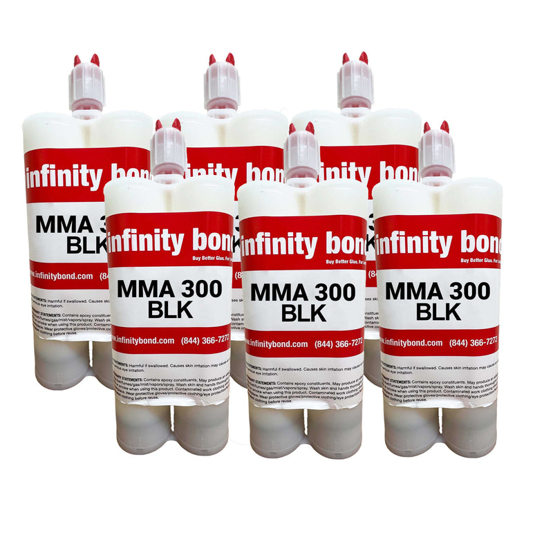 MMA 300 Black – 6-Pack of 400ml Industrial Adhesive Cartridges