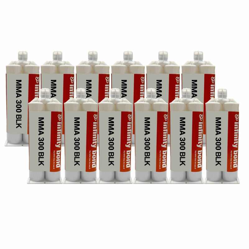 12-Pack of MMA 300 Black 50ml Adhesive Cartridges
