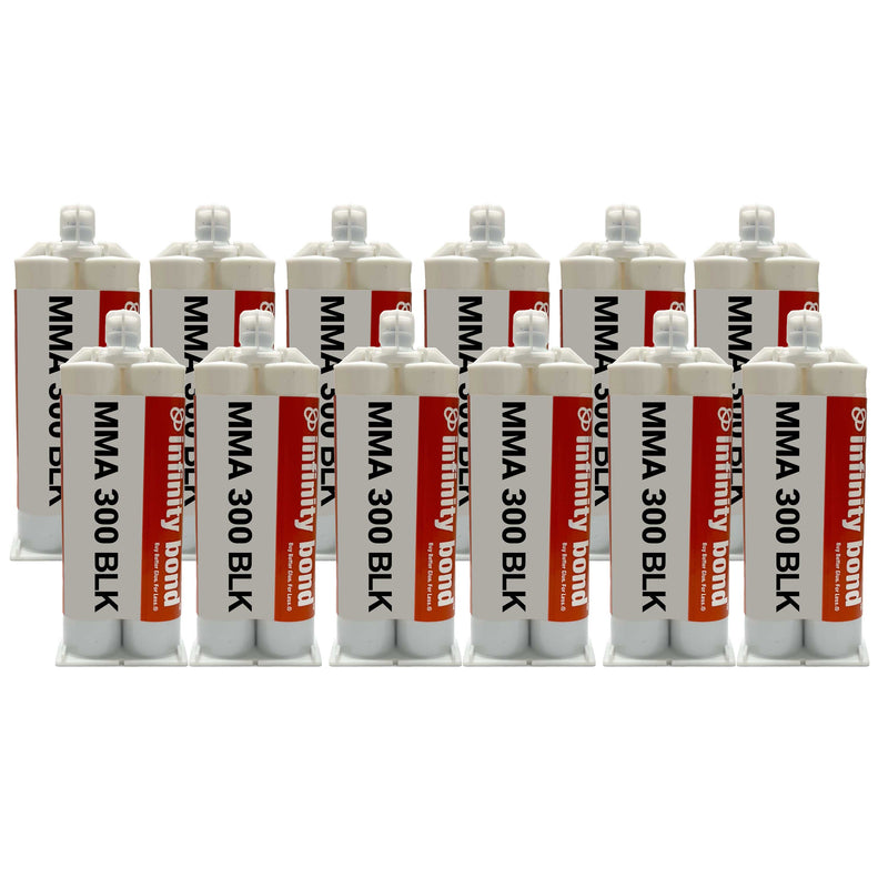 12-Pack of MMA 300 Black 50ml Adhesive Cartridges