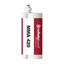 490ml Cartridge of Infinity Bond MMA 420 – Fast-set adhesive, 4–6 min working time bonds metals, fiberglass, and plastics