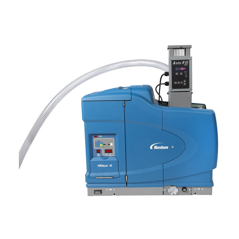 Keystone AutoFill 9600 feeder attached to Nordson ProBlue 10 melter without container