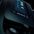Close-up of Meler Micron+ touchscreen display showing temperature controls and system status indicators.