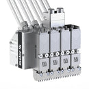 Meler multi-stroke siftproof hot melt applicator angled front view highlighting modular design and nozzle layout