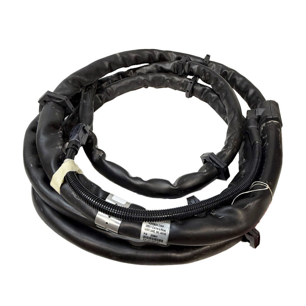 Nordson 223837 black water wash hot melt hose with insulated protective sleeve and molded connectors.