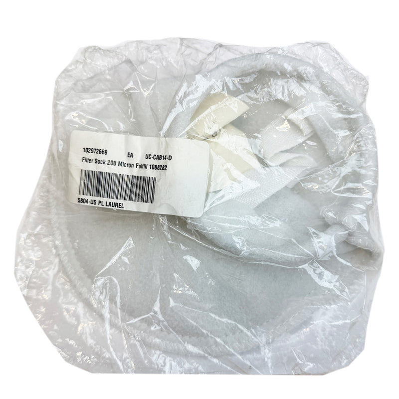 Nordson 1088282 200-micron filter sock, packaged in a sealed plastic bag with part number label