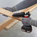 Power Adhesives Tec 808 battery-powered glue gun dispensing hot melt adhesive onto wooden surface in use