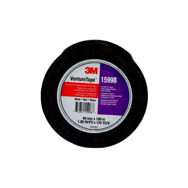 3M Venture Tape 1599B Black Polypropylene Duct Tape