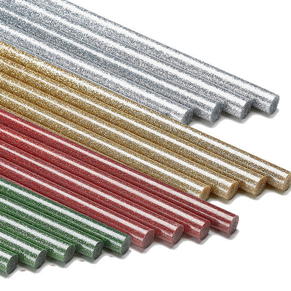Glitter glue stick sample pack - green, red, gold silver
